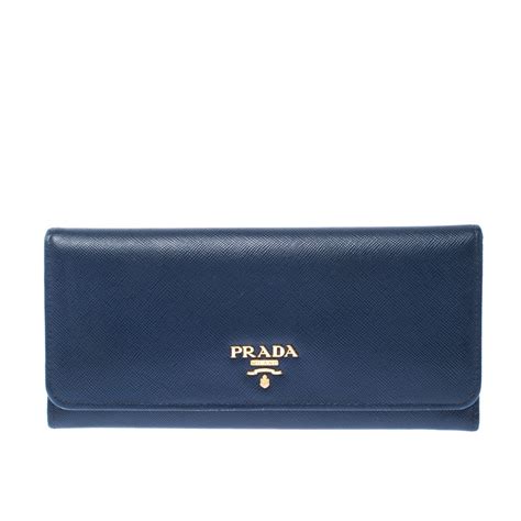 prada saffiano wallet blue|authentic Prada wallet sale.